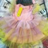 pink and yellow net frock
